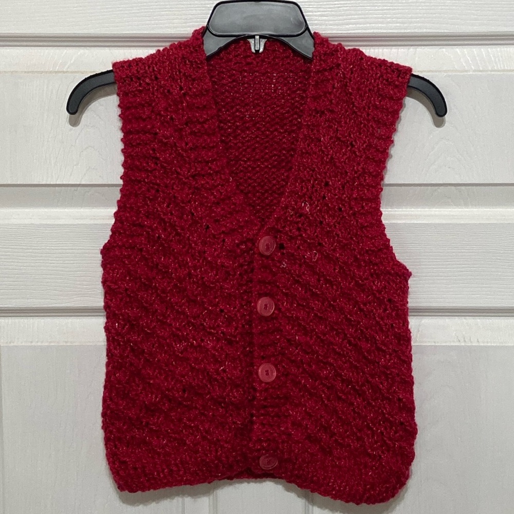 Red Hand Knit Vest